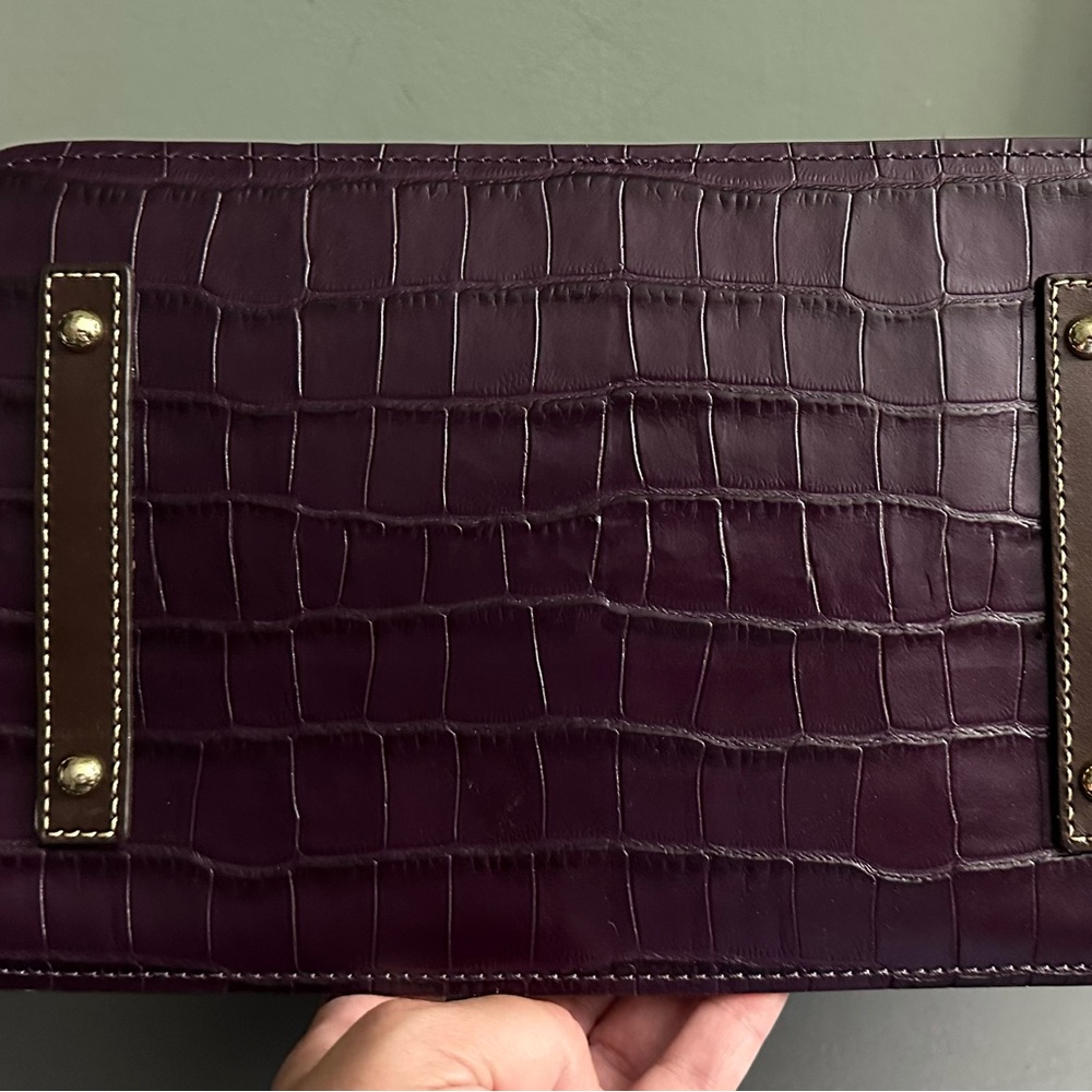 Dooney & Bourke Dark Purple Croc-Embossed Satchel - Picture 3 of 5